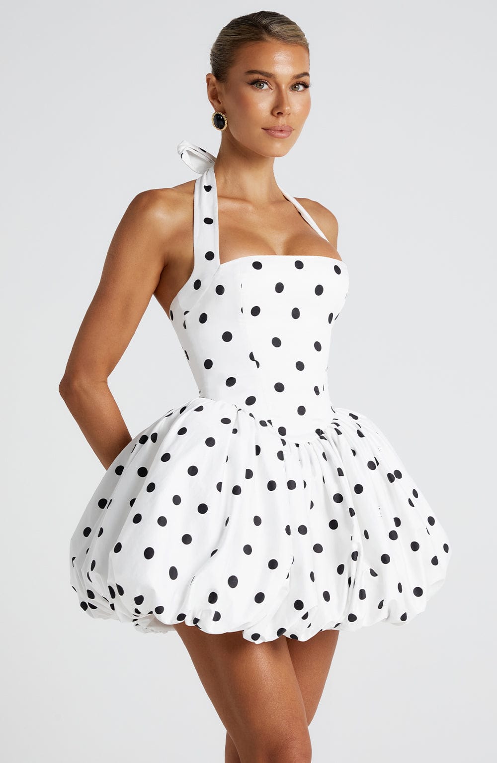 MARICIA POLKA DOT MINI DRESS - BLACK PARTY