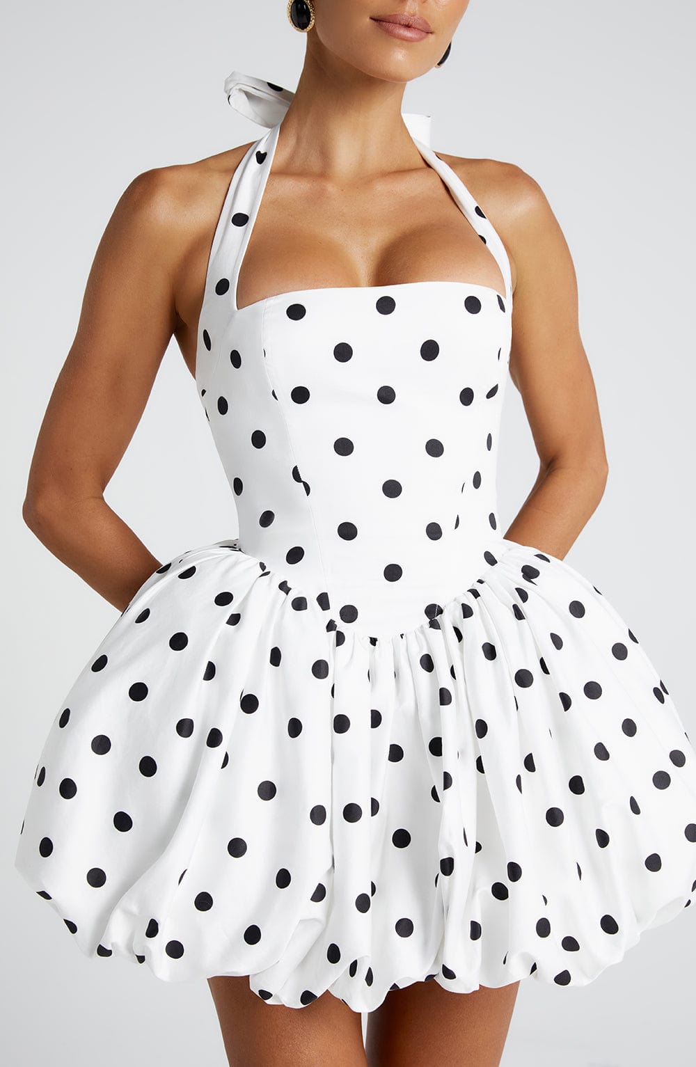 MARICIA POLKA DOT MINI DRESS - BLACK PARTY