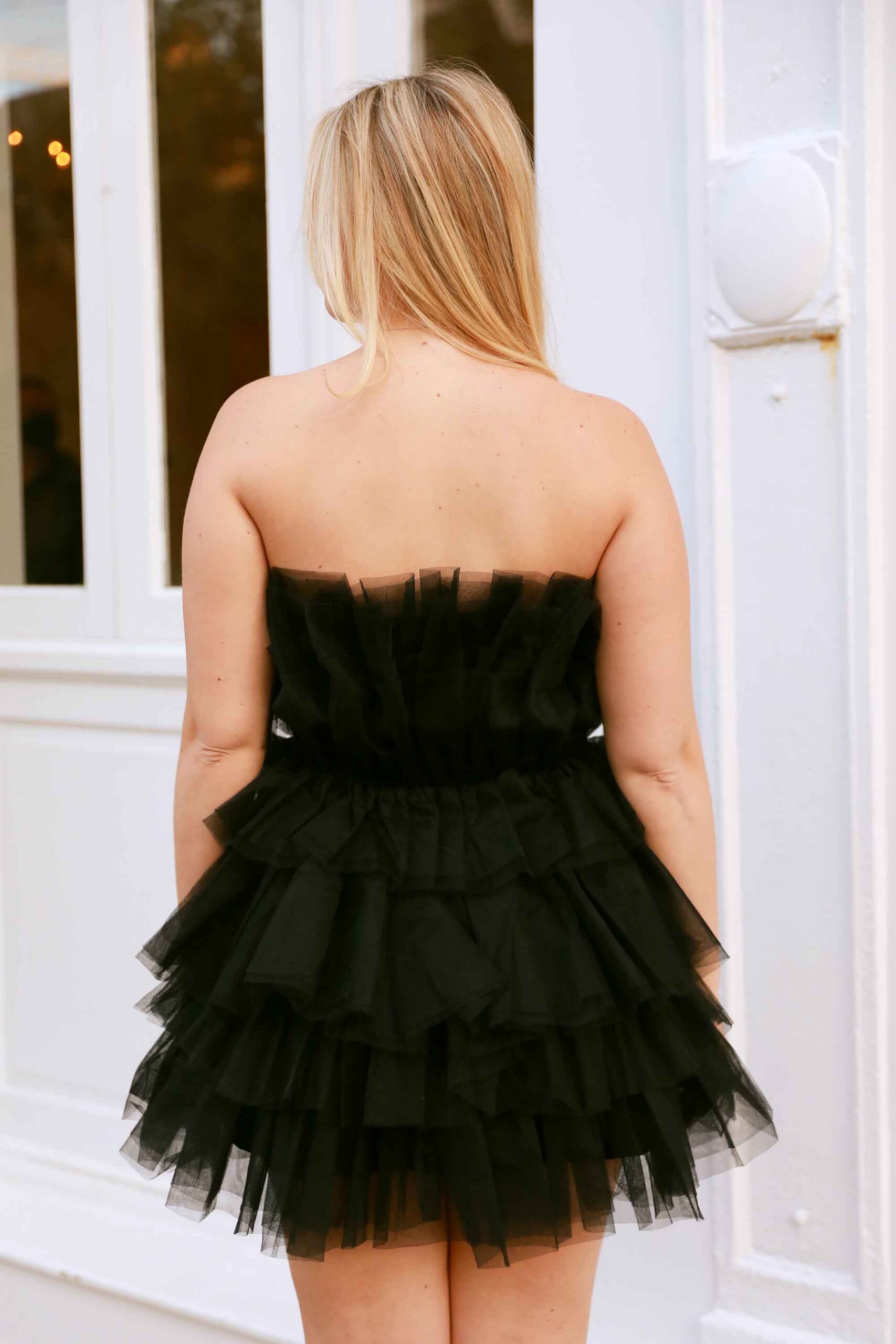 FLOSSIE BLACK TULLE MINI DRESS FOR PARTY
