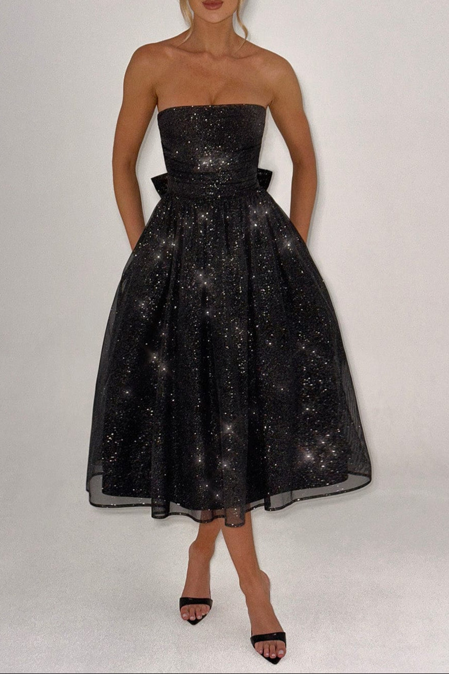 BLACK SPARKLE MARISSA MIDI DRESS, COCKTAIL PARTY