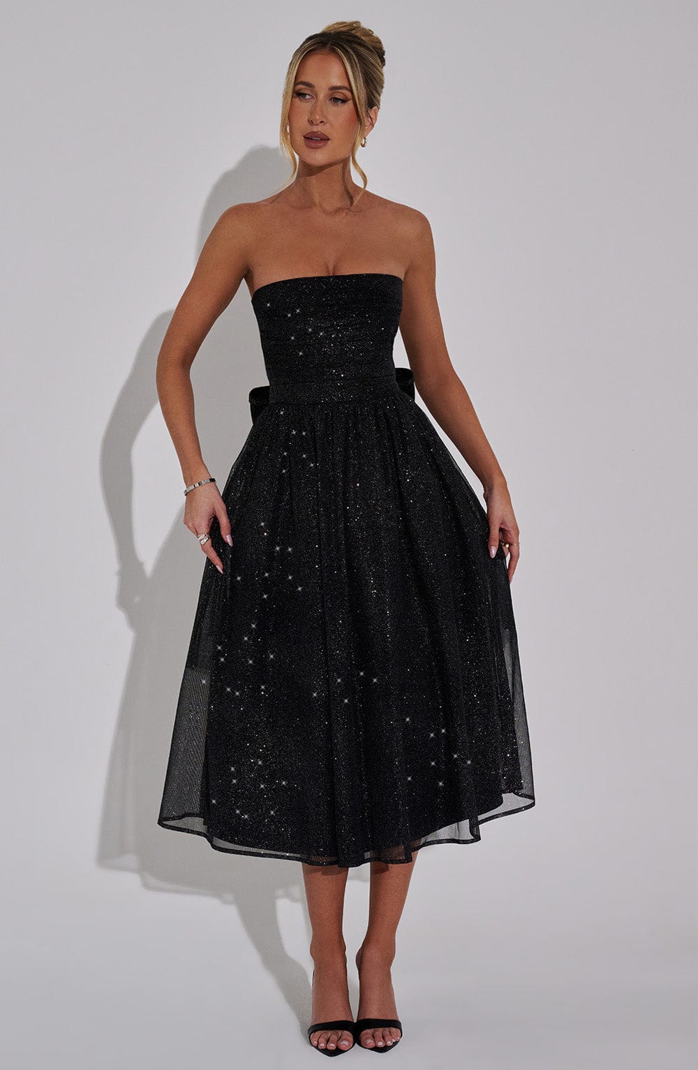 BLACK SPARKLE MARISSA MIDI DRESS, COCKTAIL PARTY