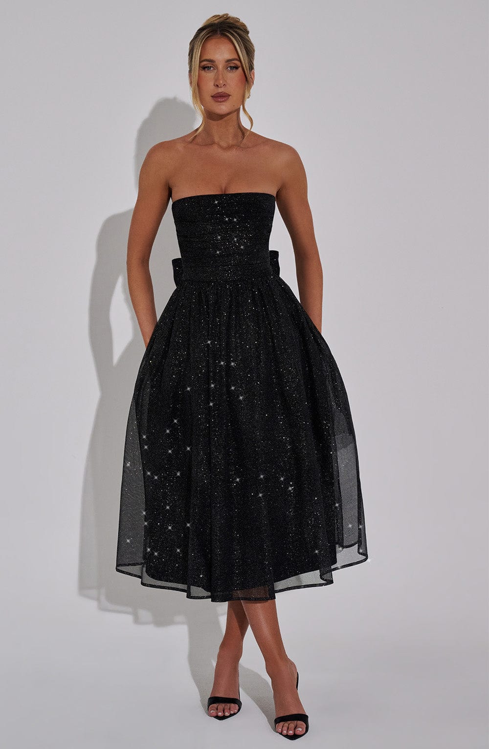 BLACK SPARKLE MARISSA MIDI DRESS, COCKTAIL PARTY