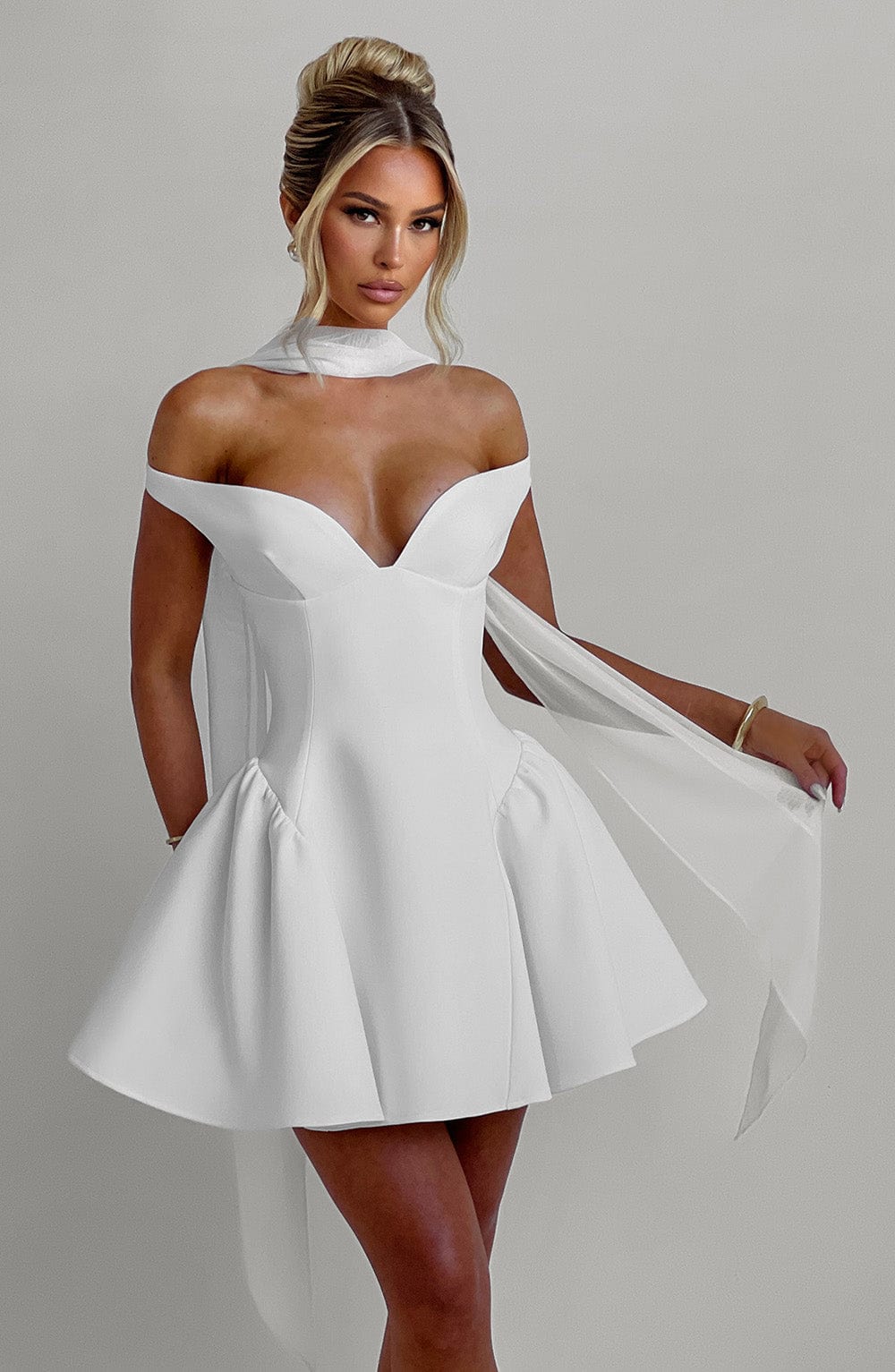 MARLA MINI DRESS IN IVORY FOR WEDDING GUEST