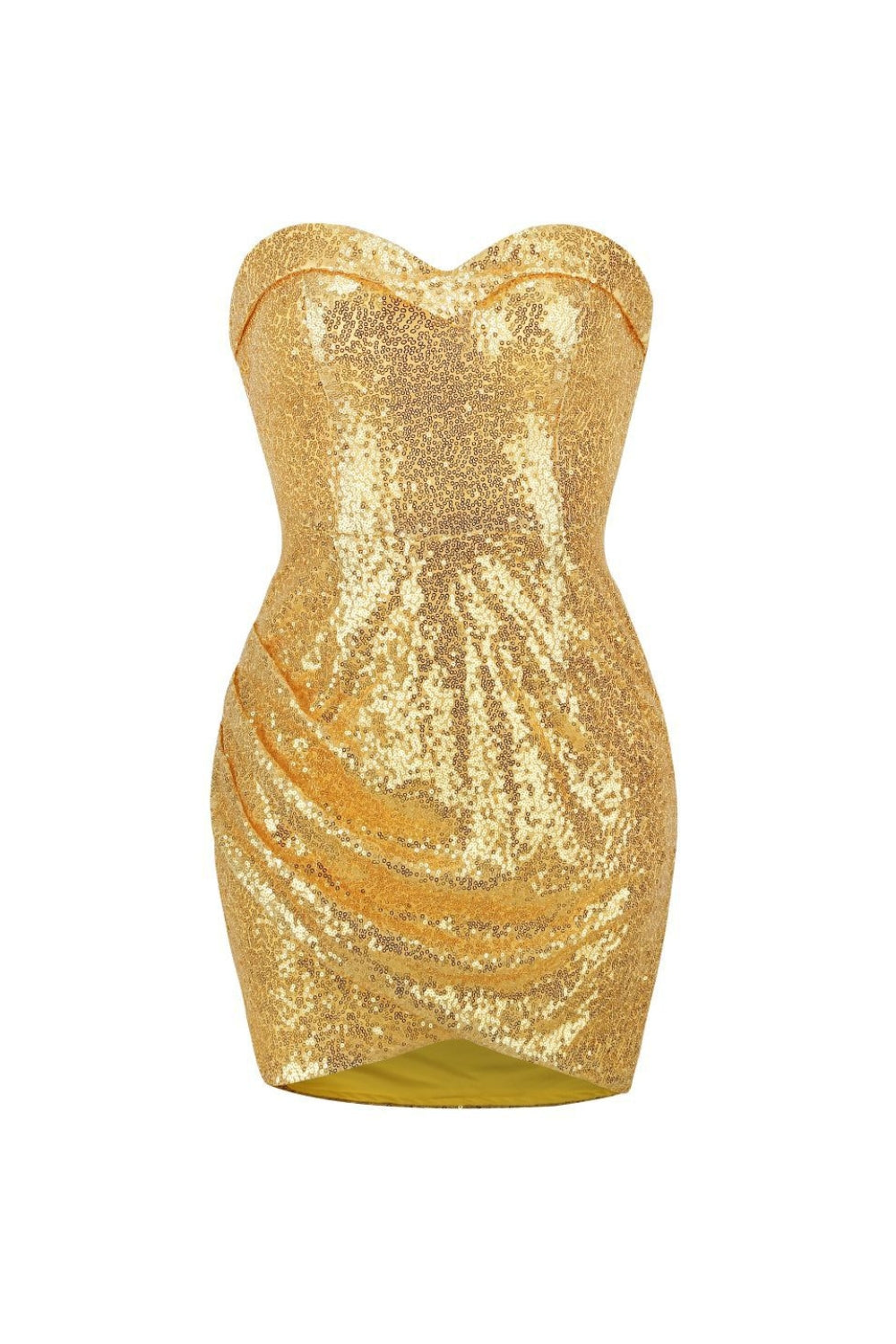 GOLD SEQUIN STRAPLESS MINI DRESS FOR PARTY