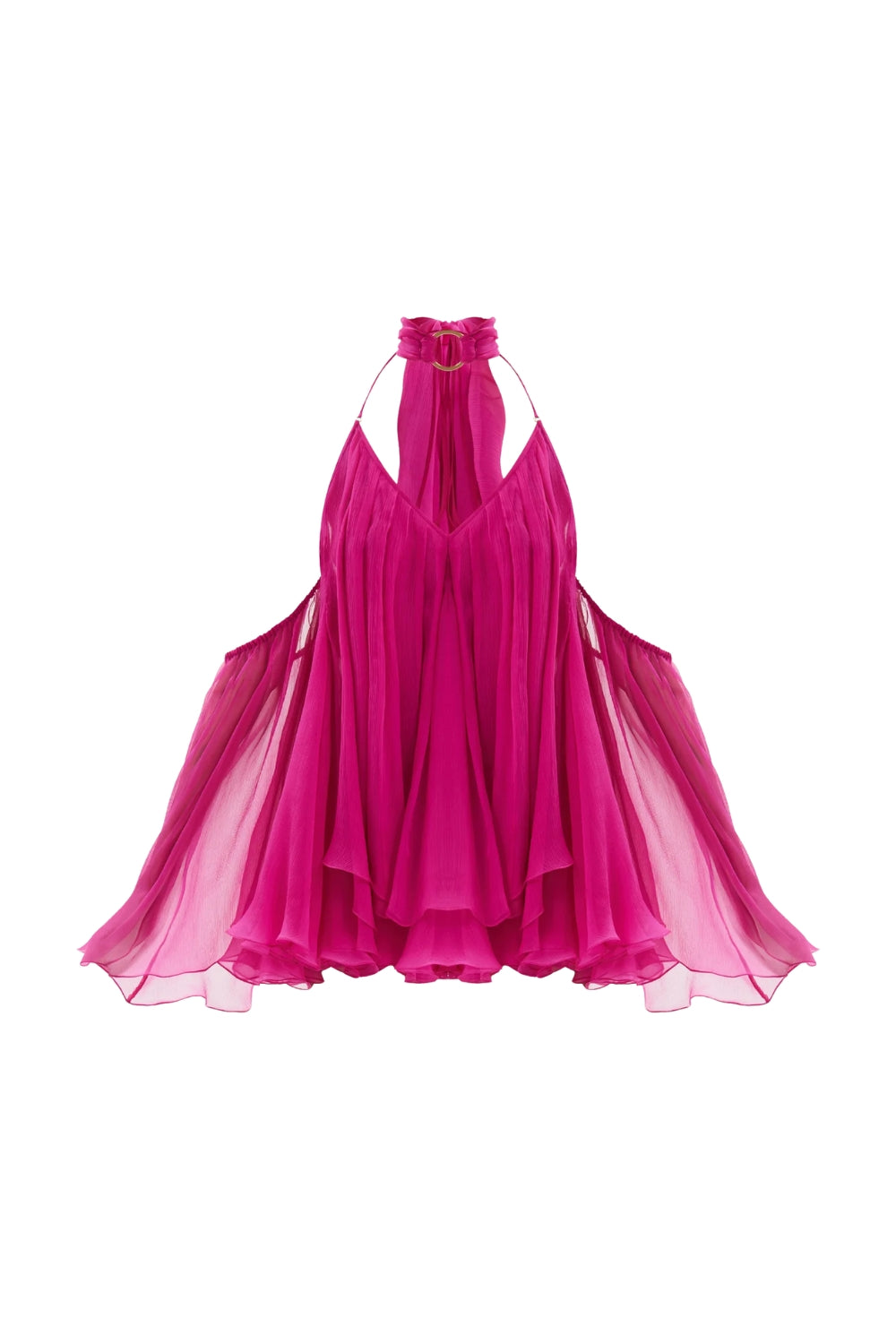 ERICA HALTER LACE-UP BACKLESS MINI DRESS FUCHSIA