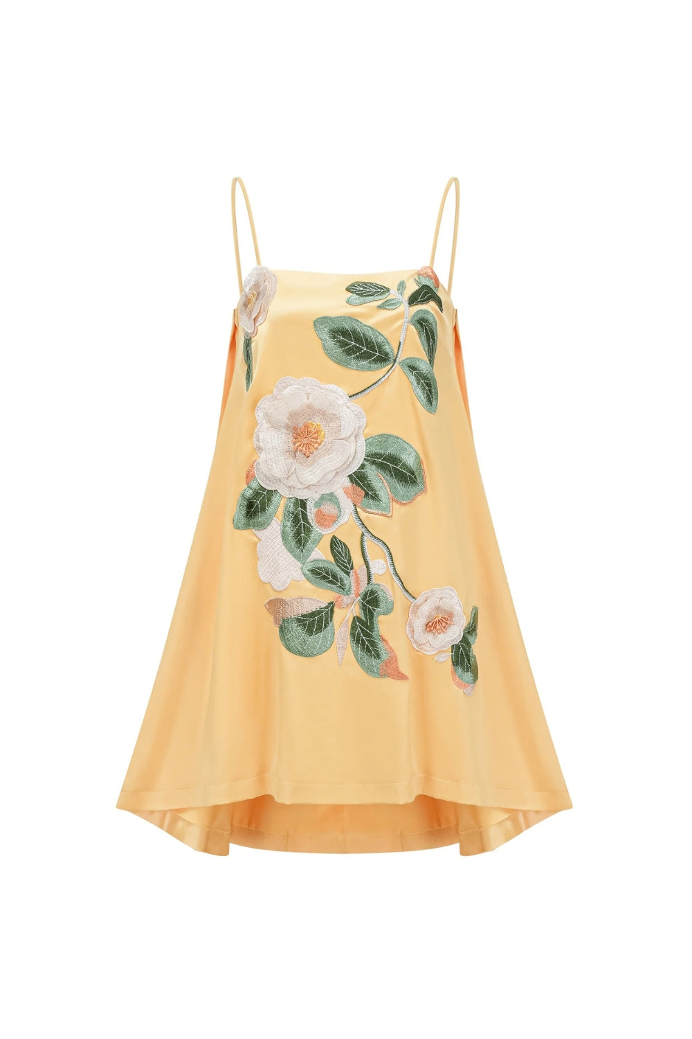 EDWINA YELLOW EMBROIDERED FLORAL MINI DRESS
