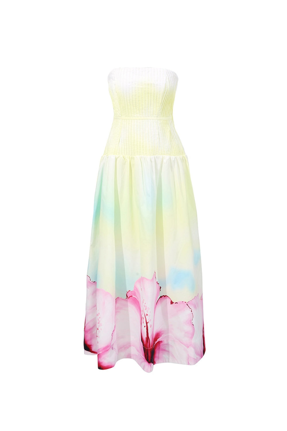 LAUREL GRADIENT YELLOW TUBE TOP MAXI DRESS