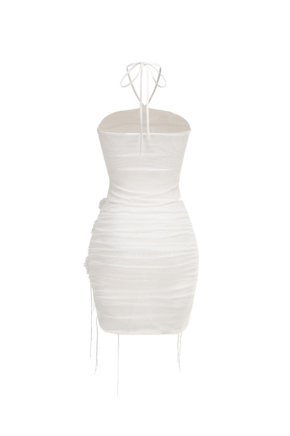 HELEN HALTER MESH FLORAL WHITE MINI DRESS