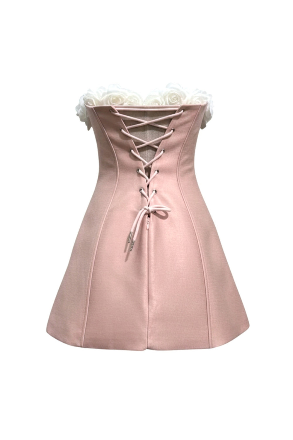 GLADYS STRAPLESS PINK 3D FLORAL CORSET A-LINE DRESS