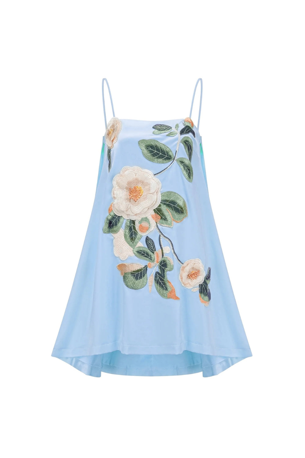EDWINA EMBROIDERED MINI DRESS – BLUE FLORAL COCKTAIL