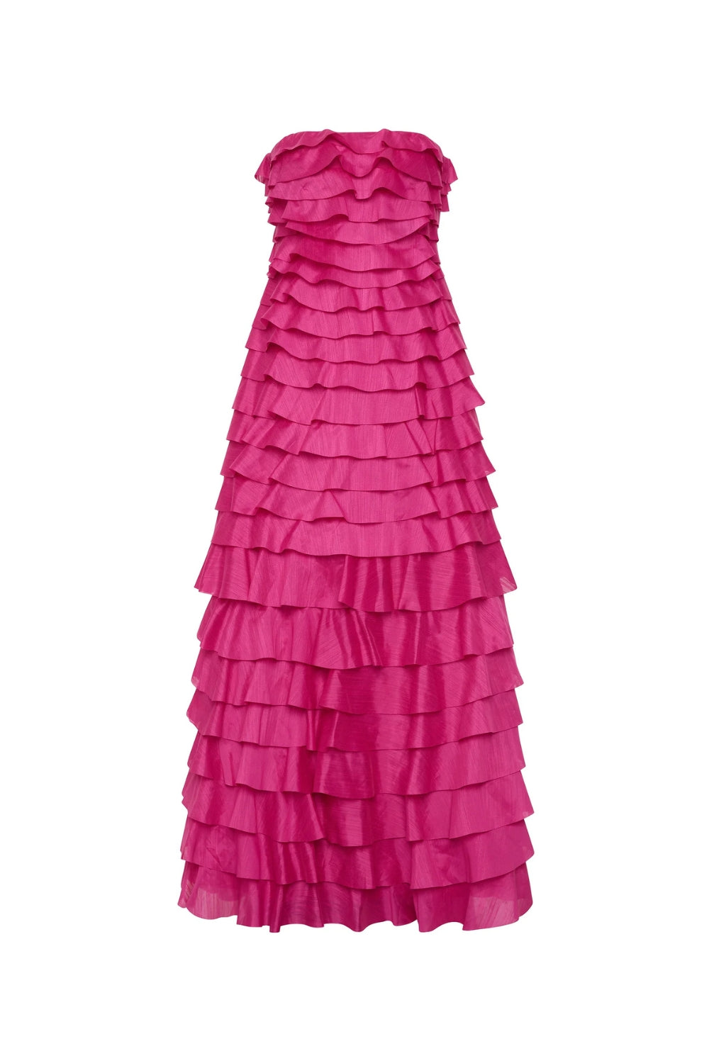 CATHY PLEATED STRAPLESS MAXI DRESS IN ROSE RED