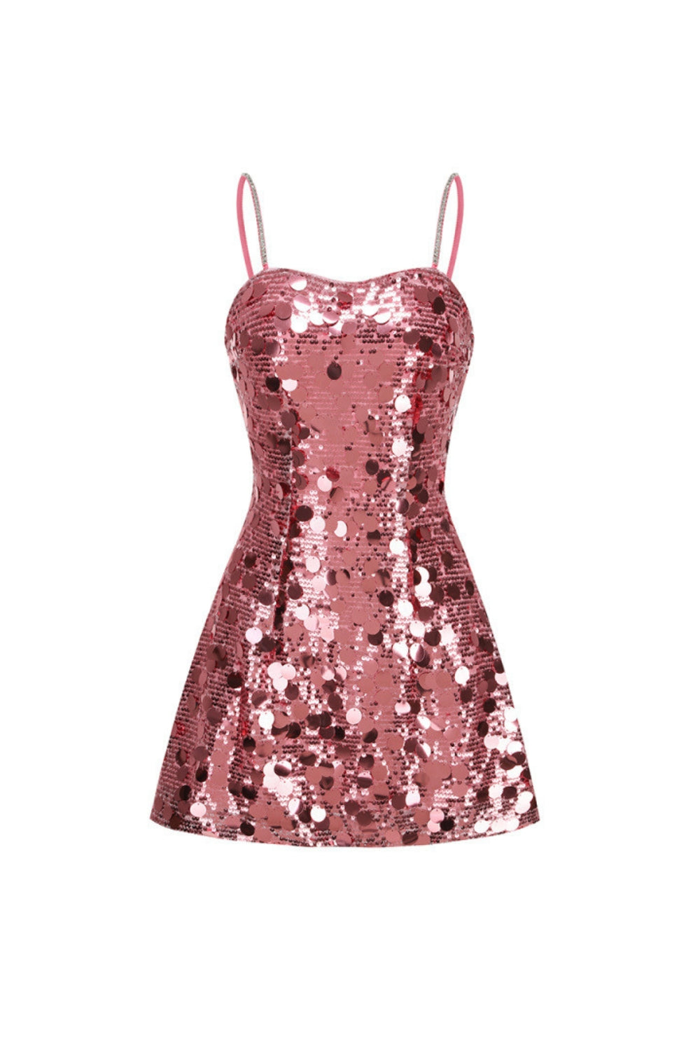 VIRGINIA PINK SEQUIN STRAPPY MINI DRESS PARTY
