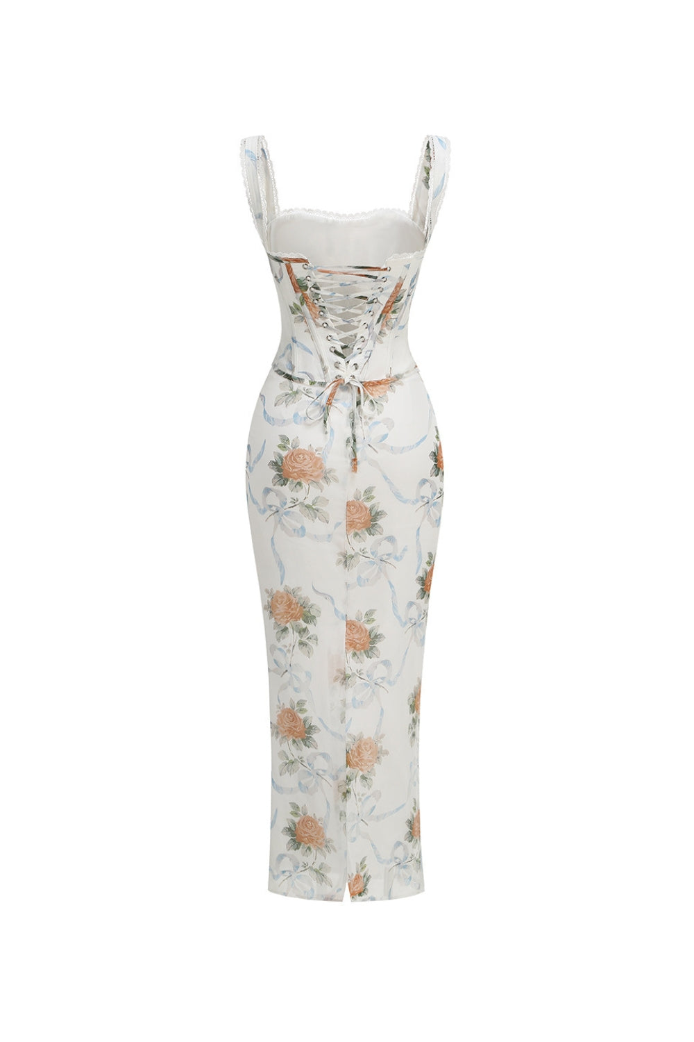 PHOENIX WHITE FLORAL CORSET MAXI DRESS