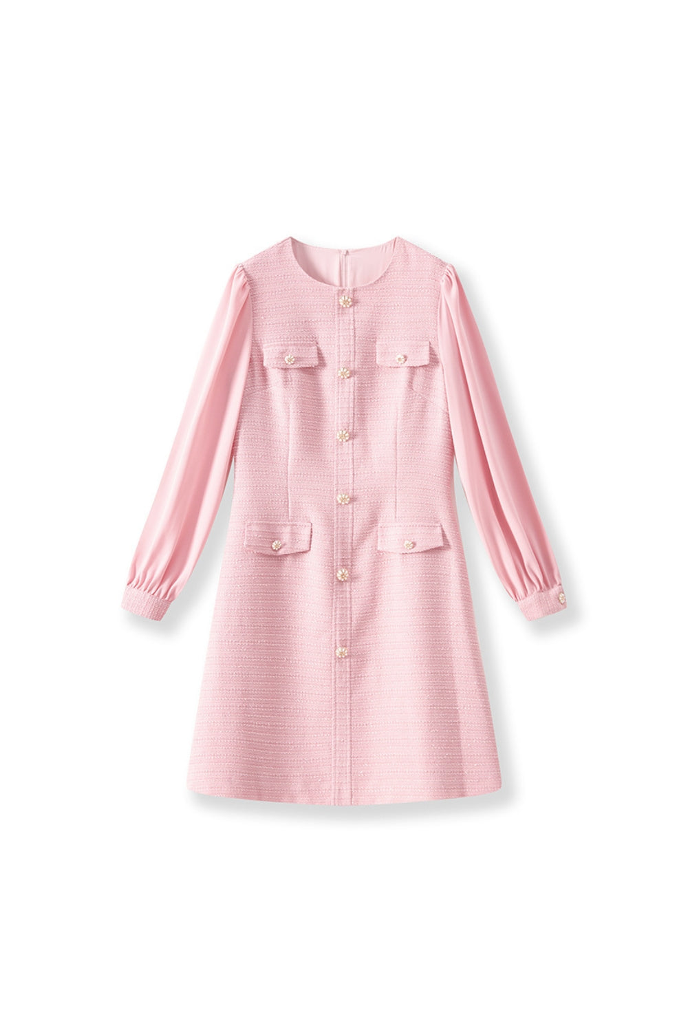 ALANI EMBOSSED CHIFFON PUFF SLEEVE MINI DRESS IN PINK