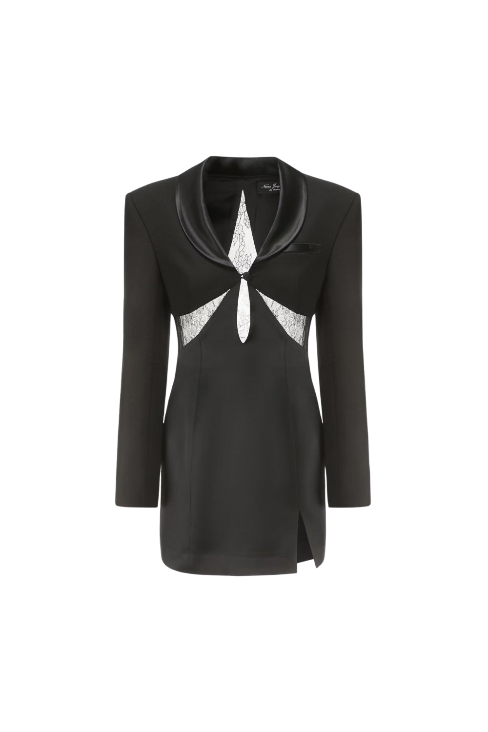 PRIMA LACE SHEER BLAZER MINI DRESS BLACK