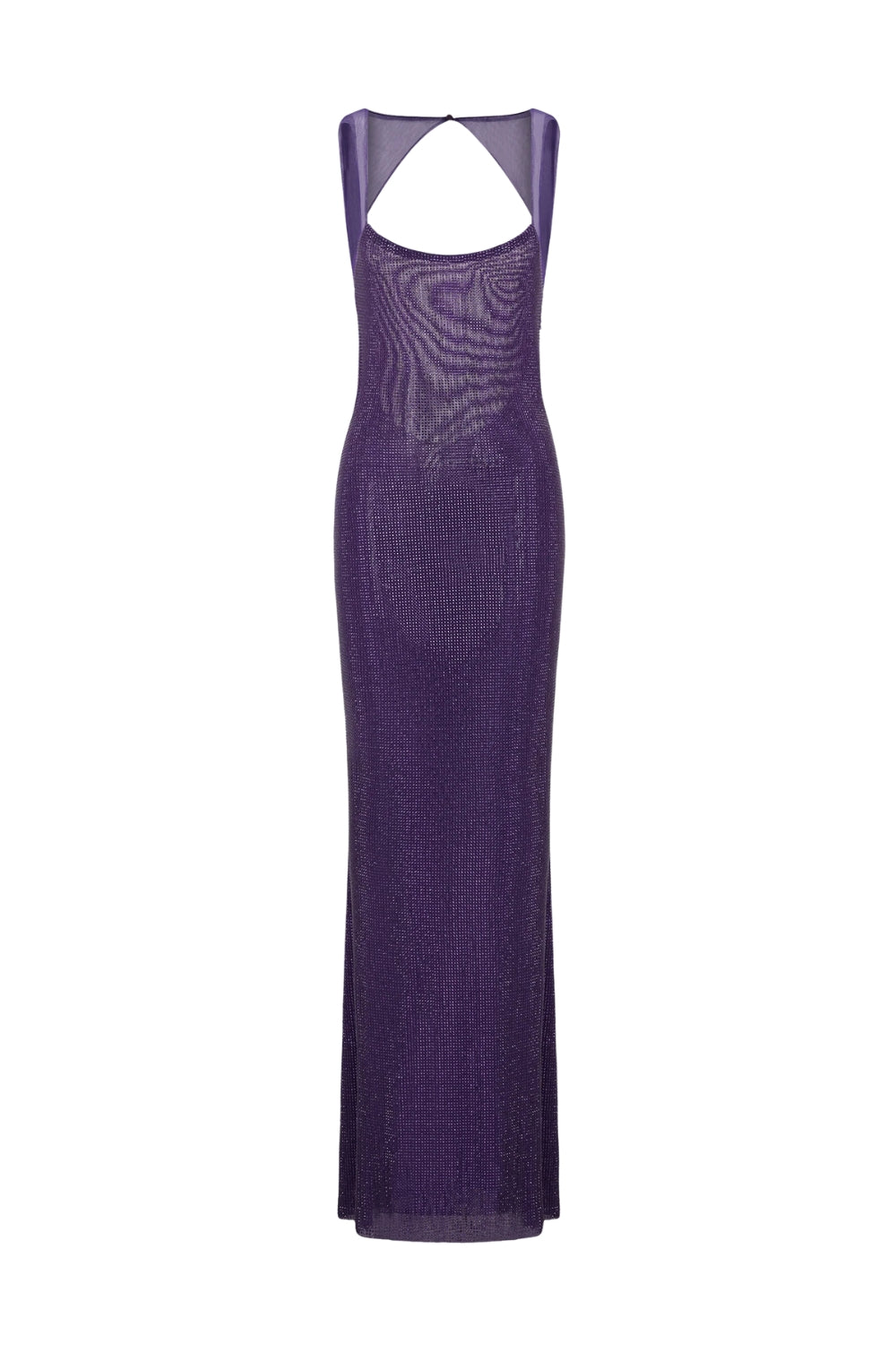 MODEST SEQUIN MESH BACK MAXI DRESS PURPLE