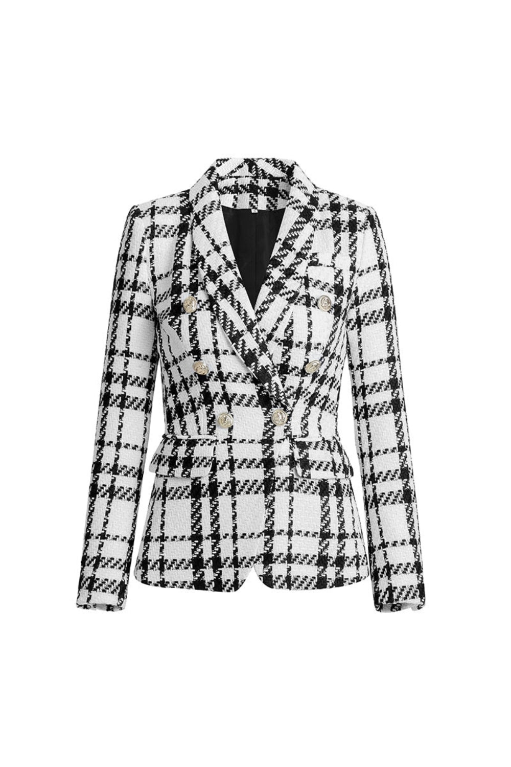 QUINTINA BLACK WHITE PLAID BLAZER
