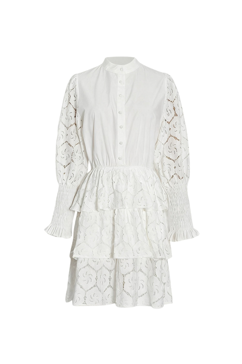 VANESSA LONG SLEEVE LACE MINI DRESS IN WHITE