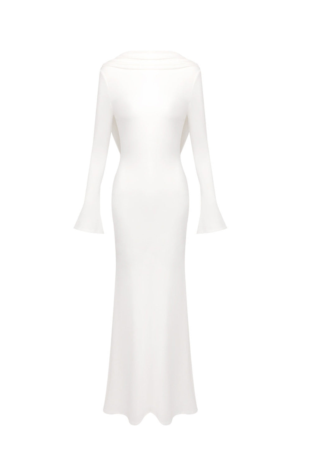 GLORIA DRAPED BACKLESS WHITE MAXI DRESS
