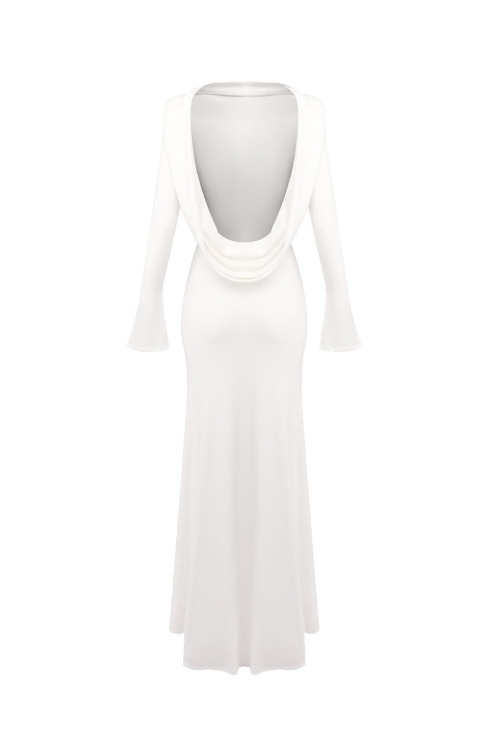 GLORIA DRAPED BACKLESS WHITE MAXI DRESS