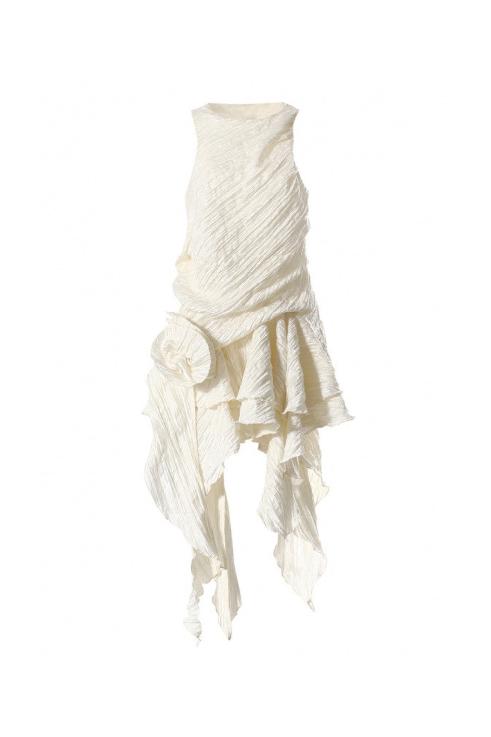 JOY DRAPED ASYMMETRIC SILK LAYERED DRESS