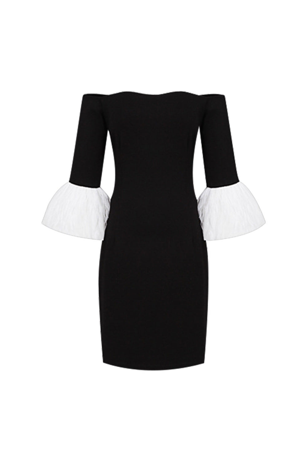 NICOLE STRAPLESS FEATHER MINI DRESS BLACK