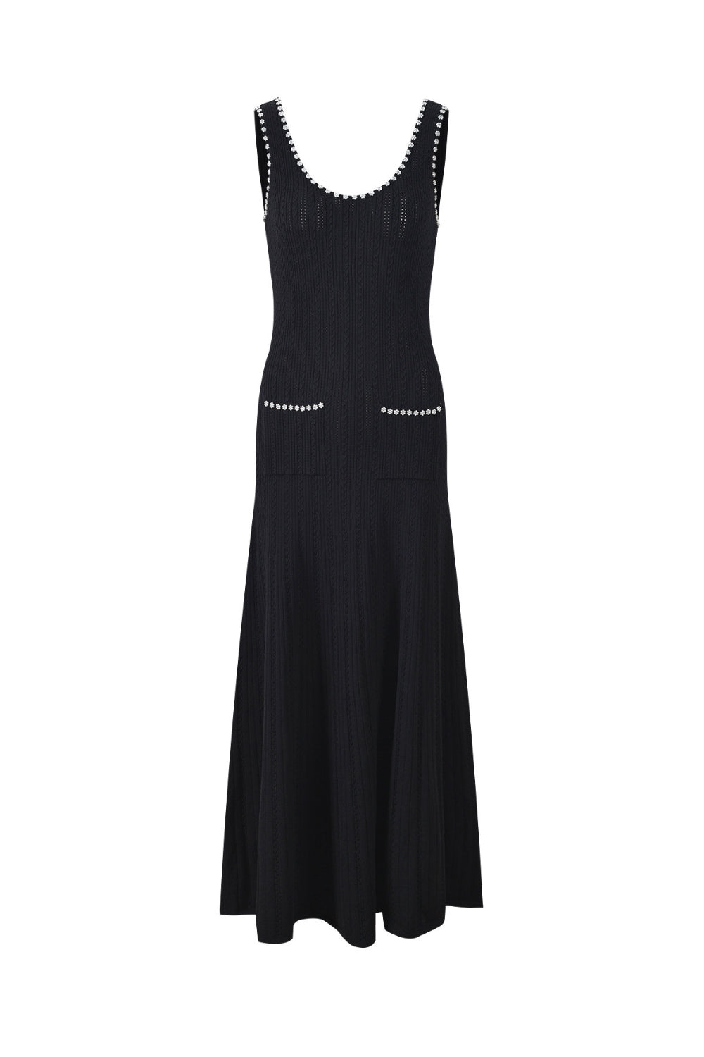 ROBERTA BEADED BLACK MAXI DRESS FOR EVENING