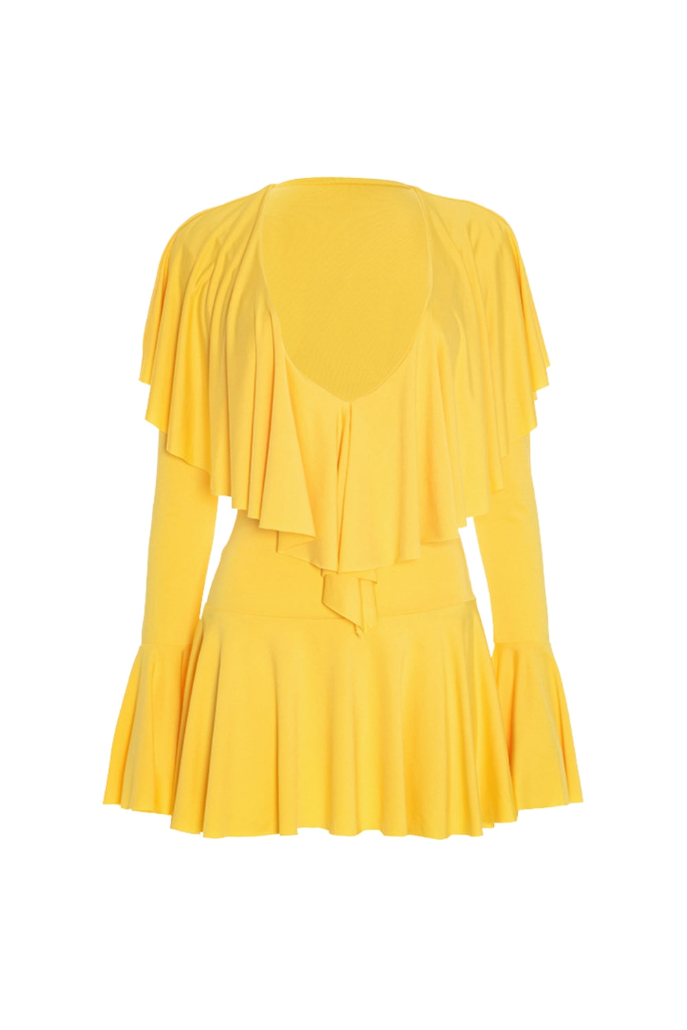 HATHAY YELLOW RUFFLE MINI DRESS