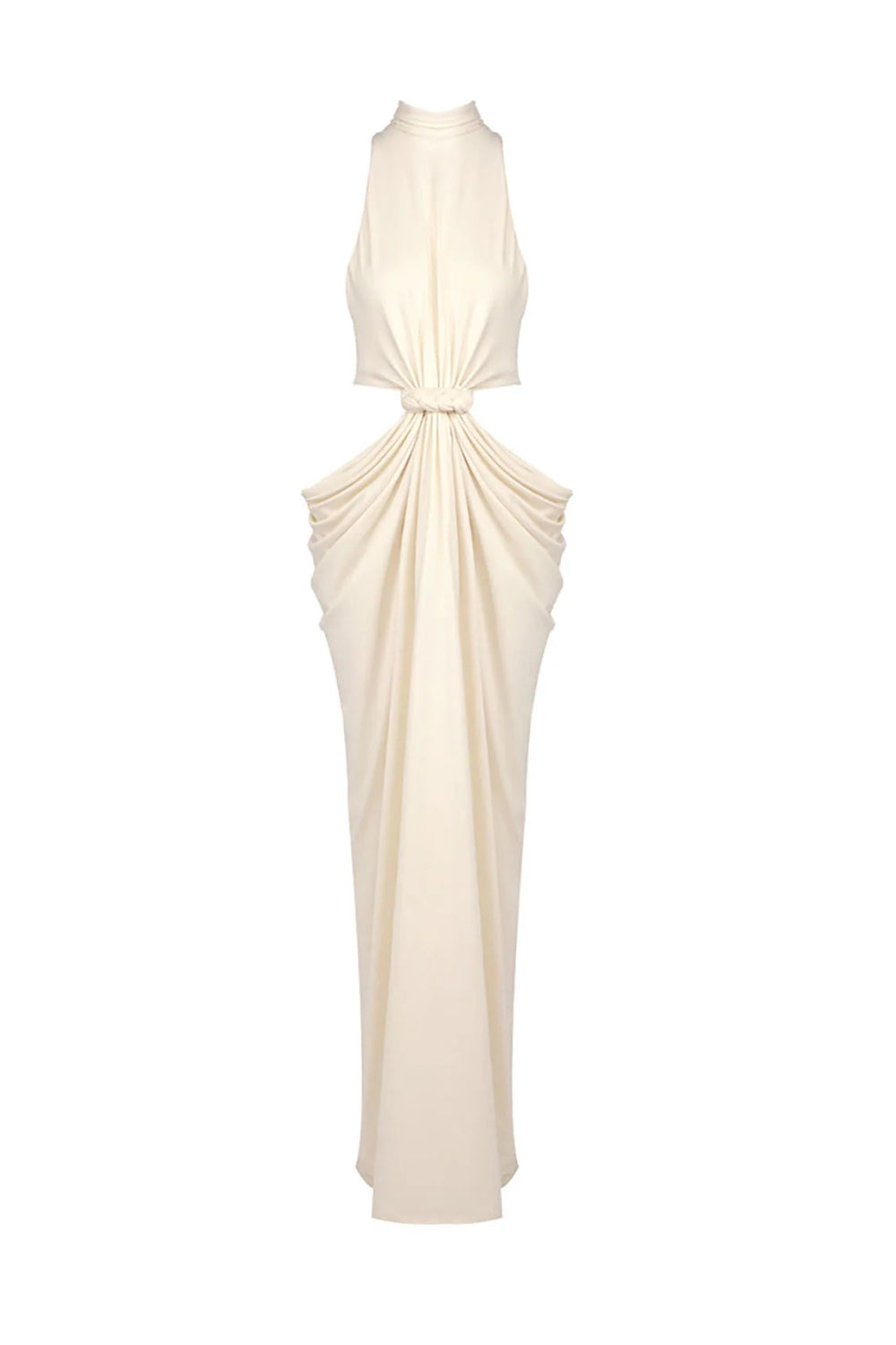 STEPHANIE CUTOUT HALTER MAXI DRESS BEIGE