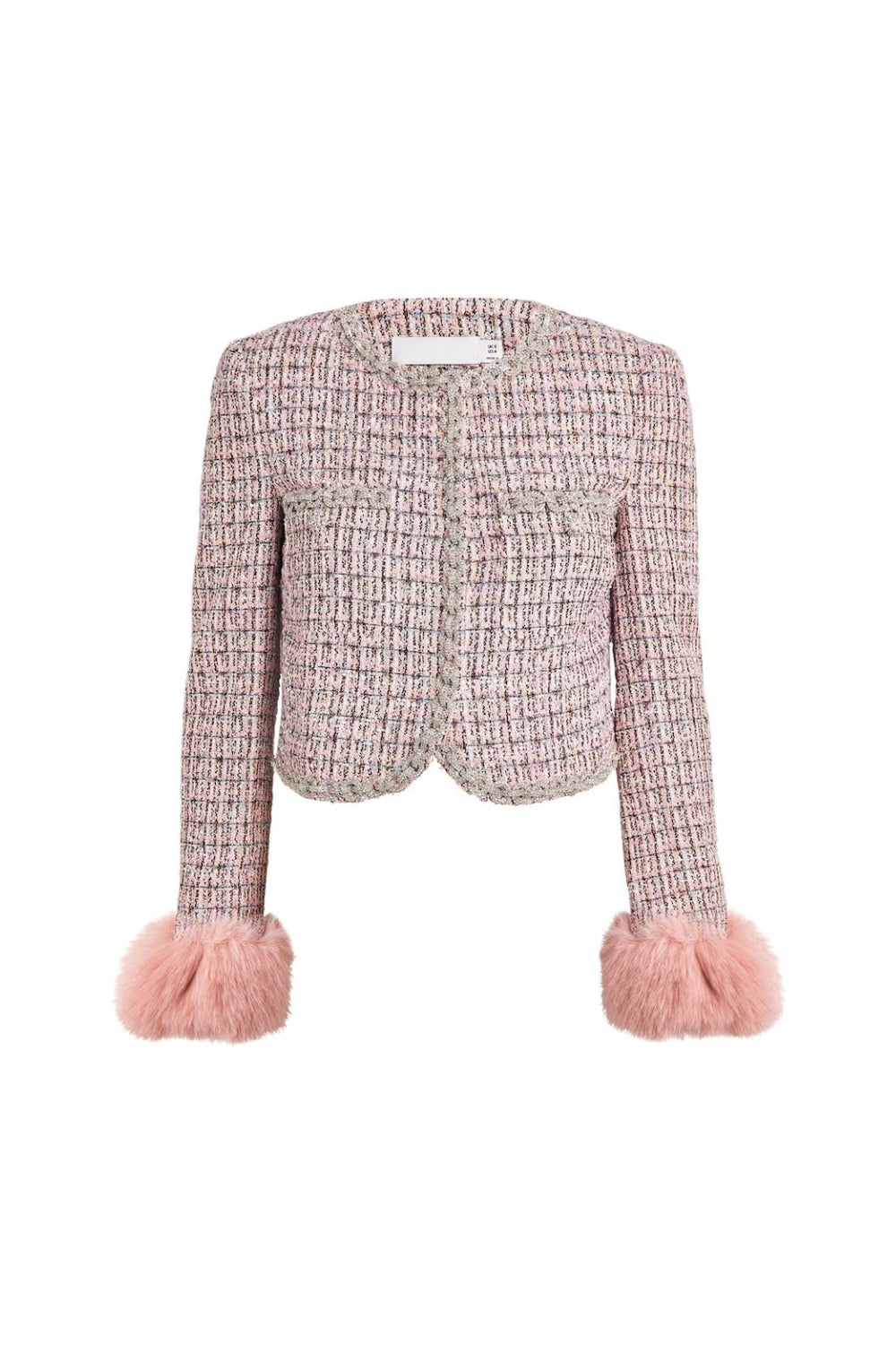 ROSEMARY PINK BOUCLÉ FUR-TRIM BLAZER