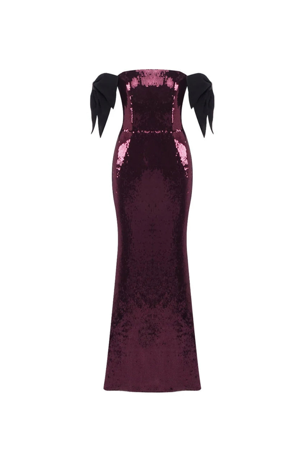 JESSIE BARDOT BOW SEQUIN MAXI DRESS, BURGUNDY WEDDING
