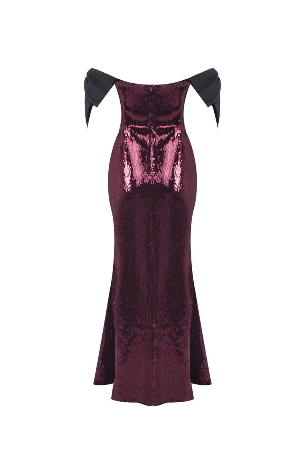 JESSIE BARDOT BOW SEQUIN MAXI DRESS, BURGUNDY WEDDING