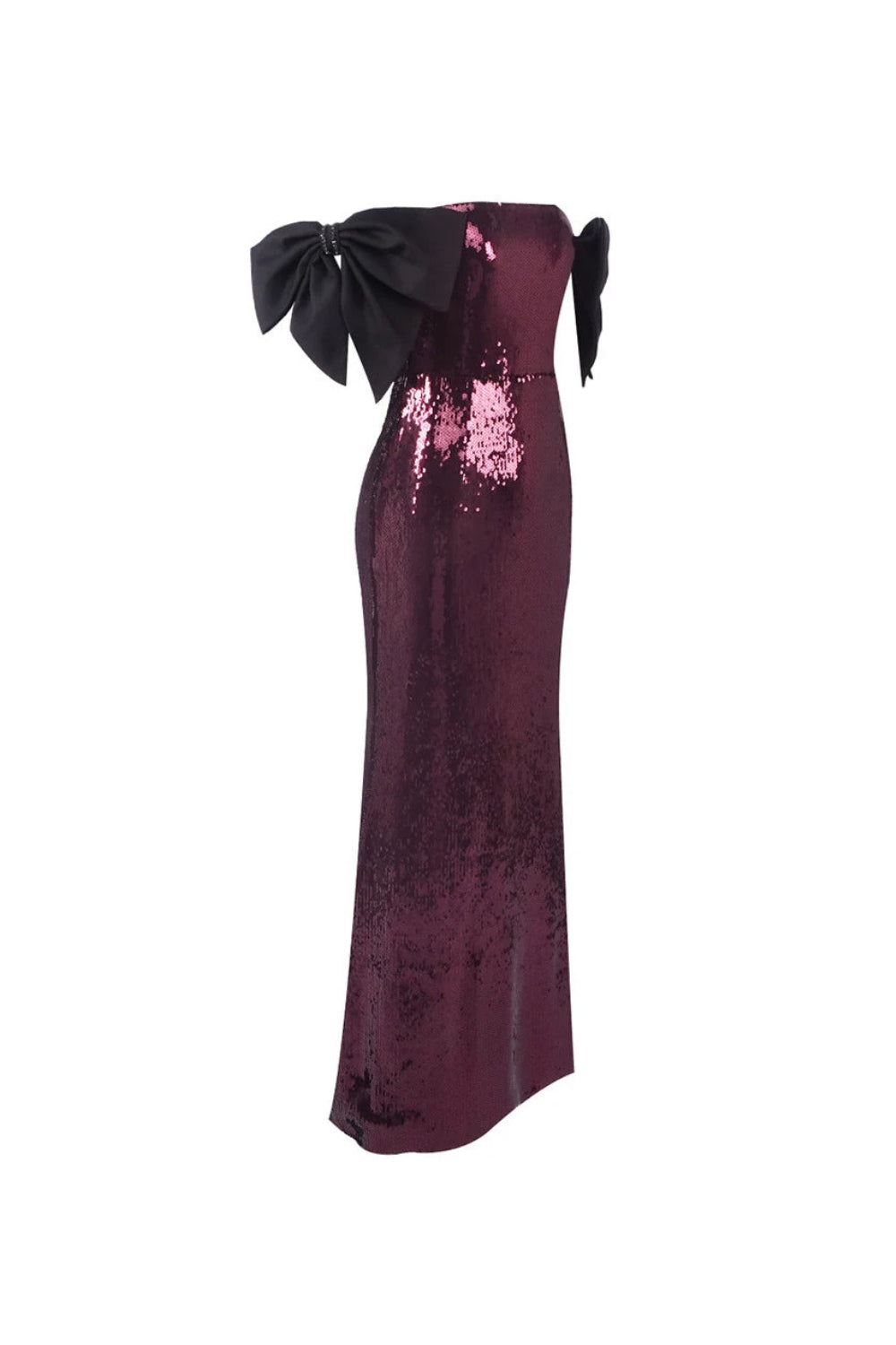 JESSIE BARDOT BOW SEQUIN MAXI DRESS, BURGUNDY WEDDING