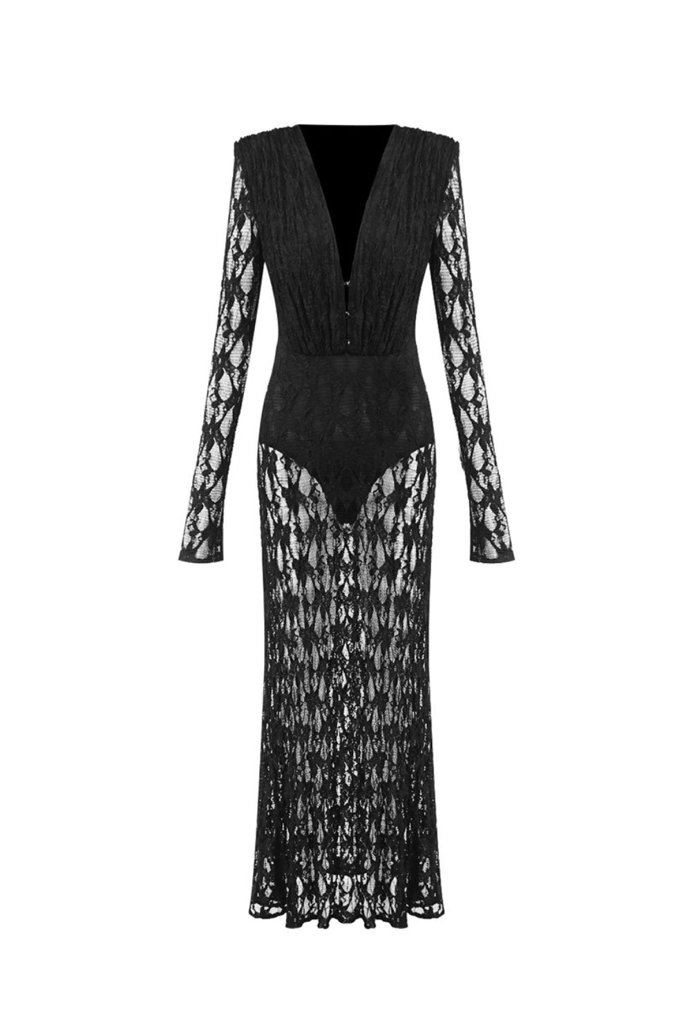 GWENDOLYN V-NECK LACE MAXI DRESS BLACK