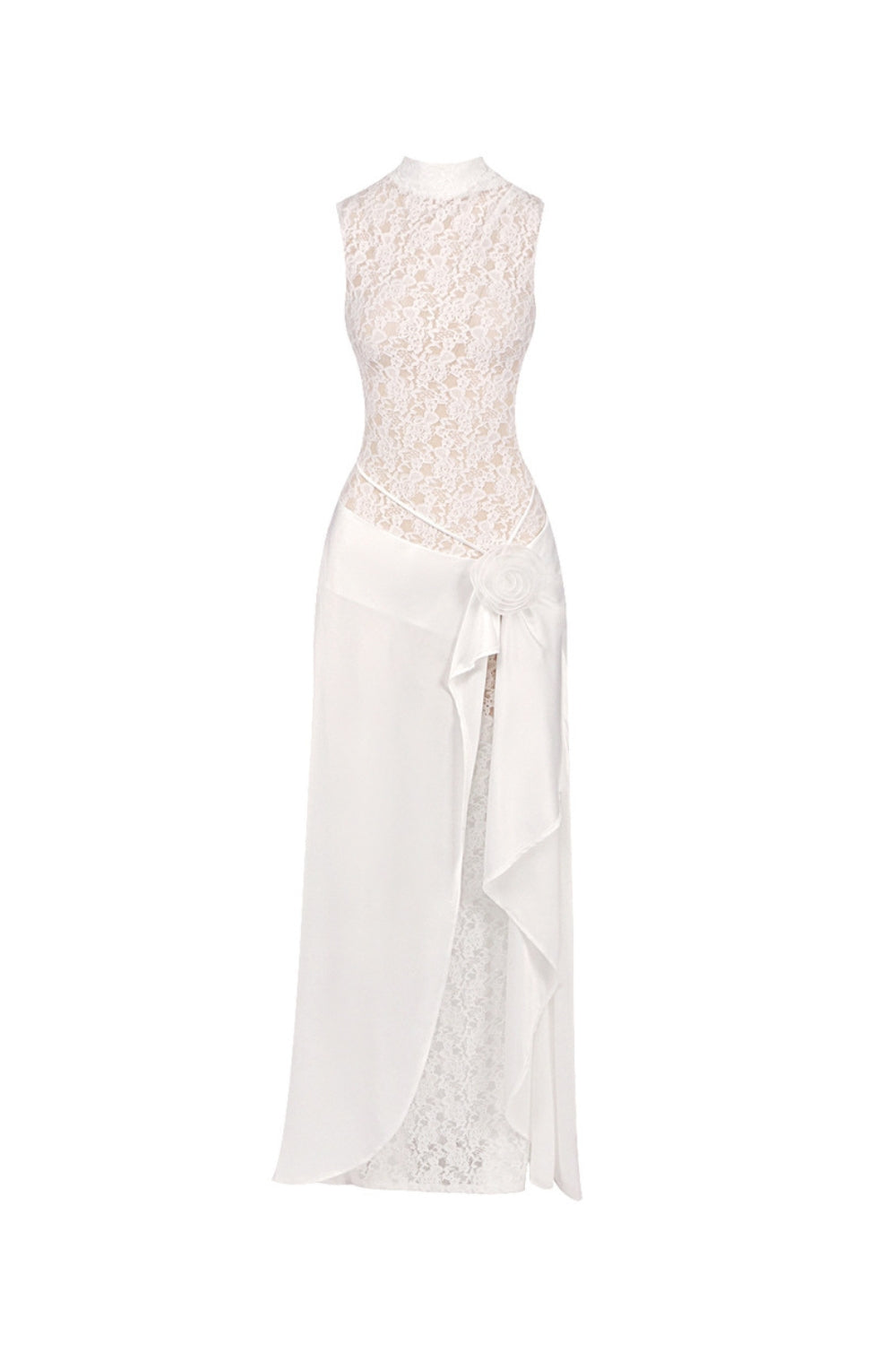 GISELLE LACE MAXI DRESS, SLEEVELESS WHITE WEDDING GUEST