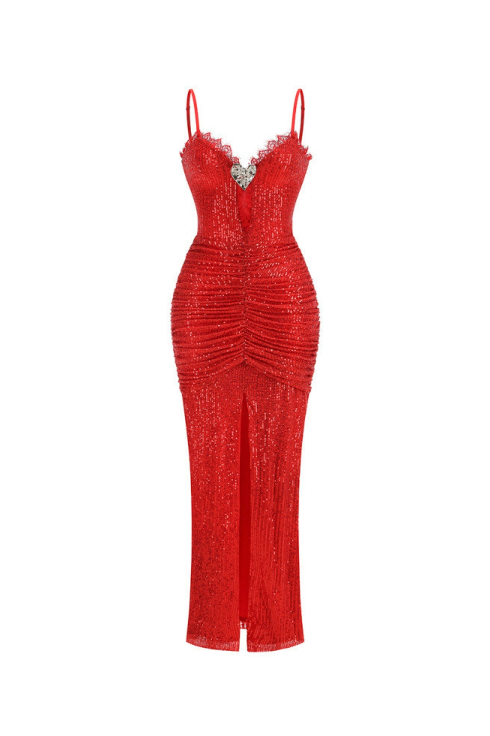 BERTHA RED HIGH SLIT SEQUIN MAXI DRESS