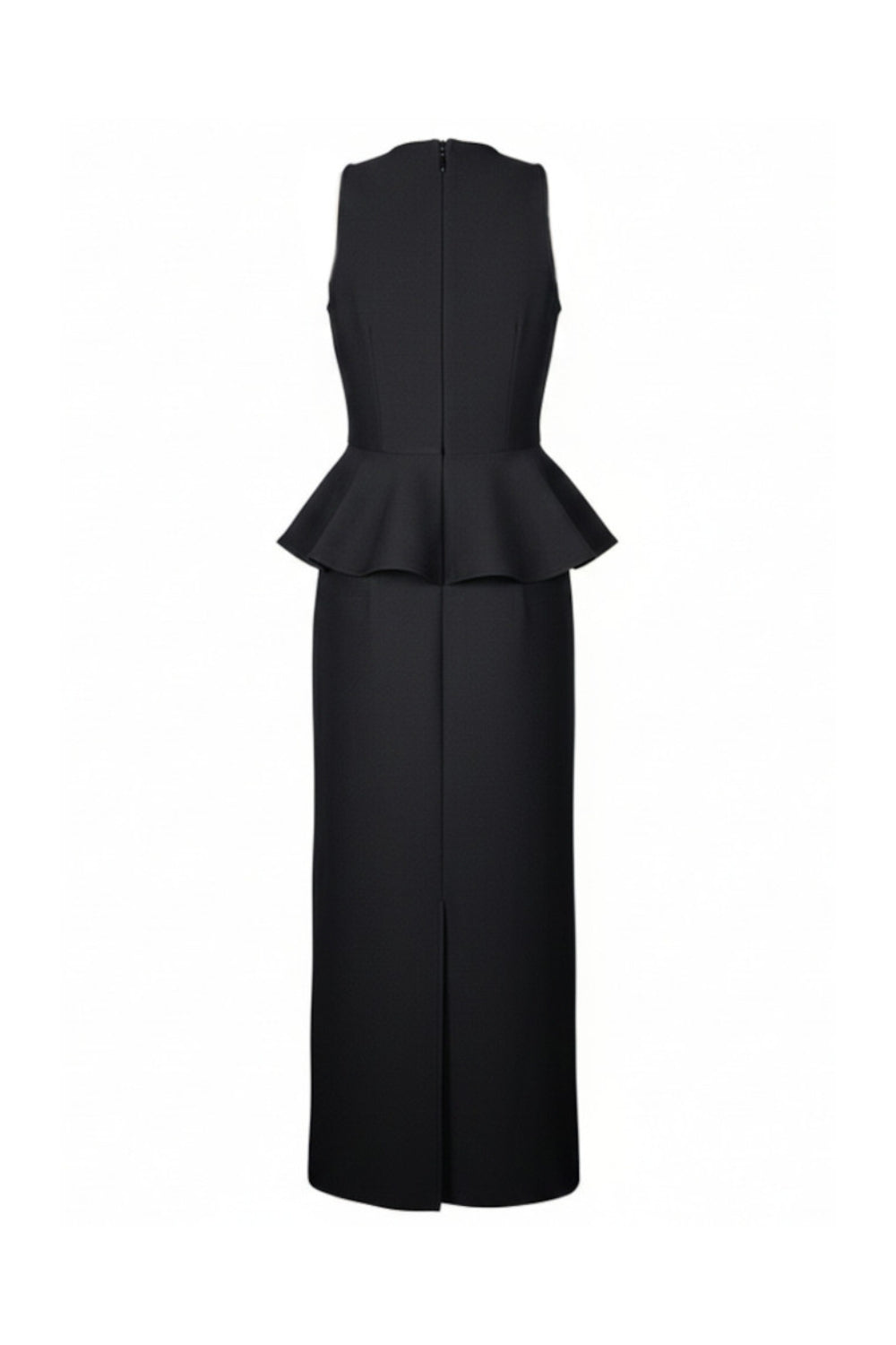 GLADYS CRYSTAL PEPLUM HALTER MAXI DRESS BLACK