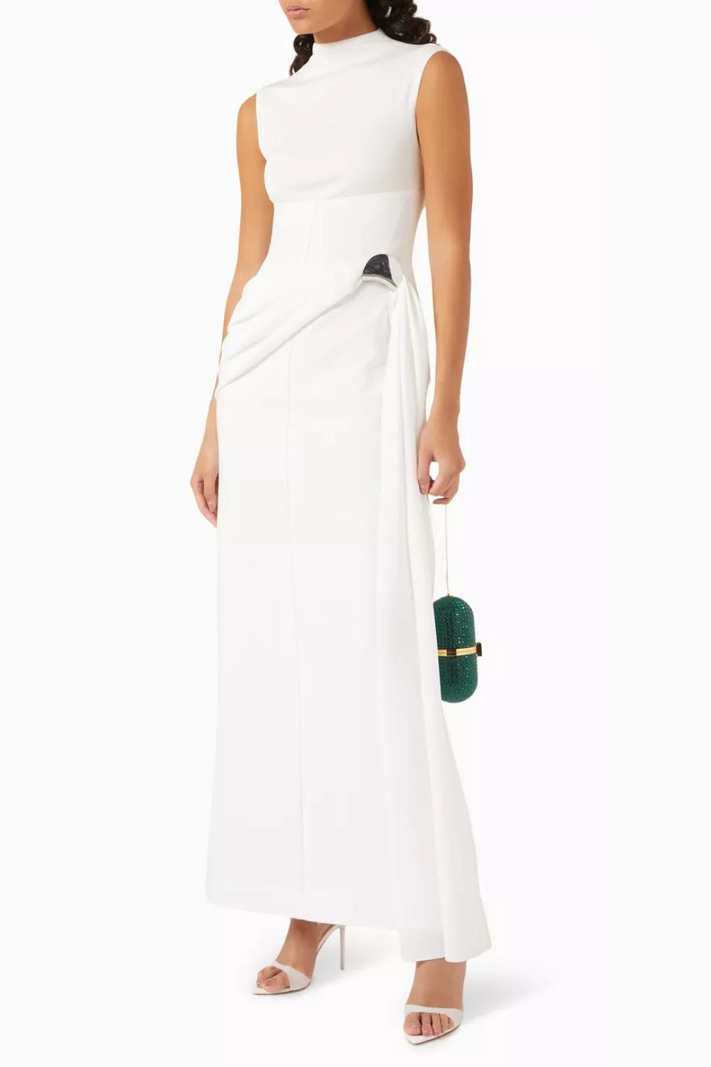 KELLY PLEATED KNIT MAXI DRESS, WHITE, ELEGANT