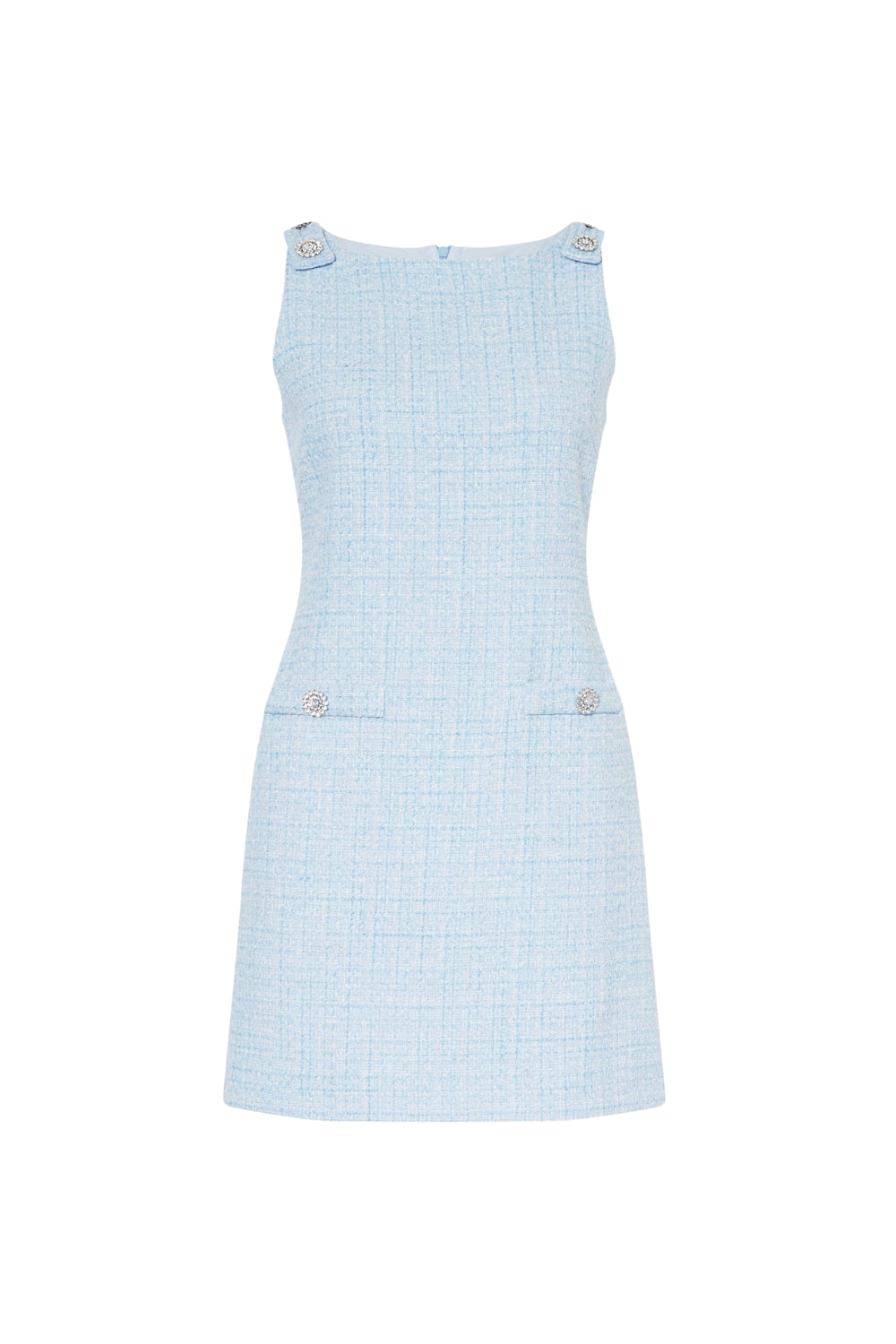 HALTER TWEED MINI DRESS VEST – BLUE COCKTAIL