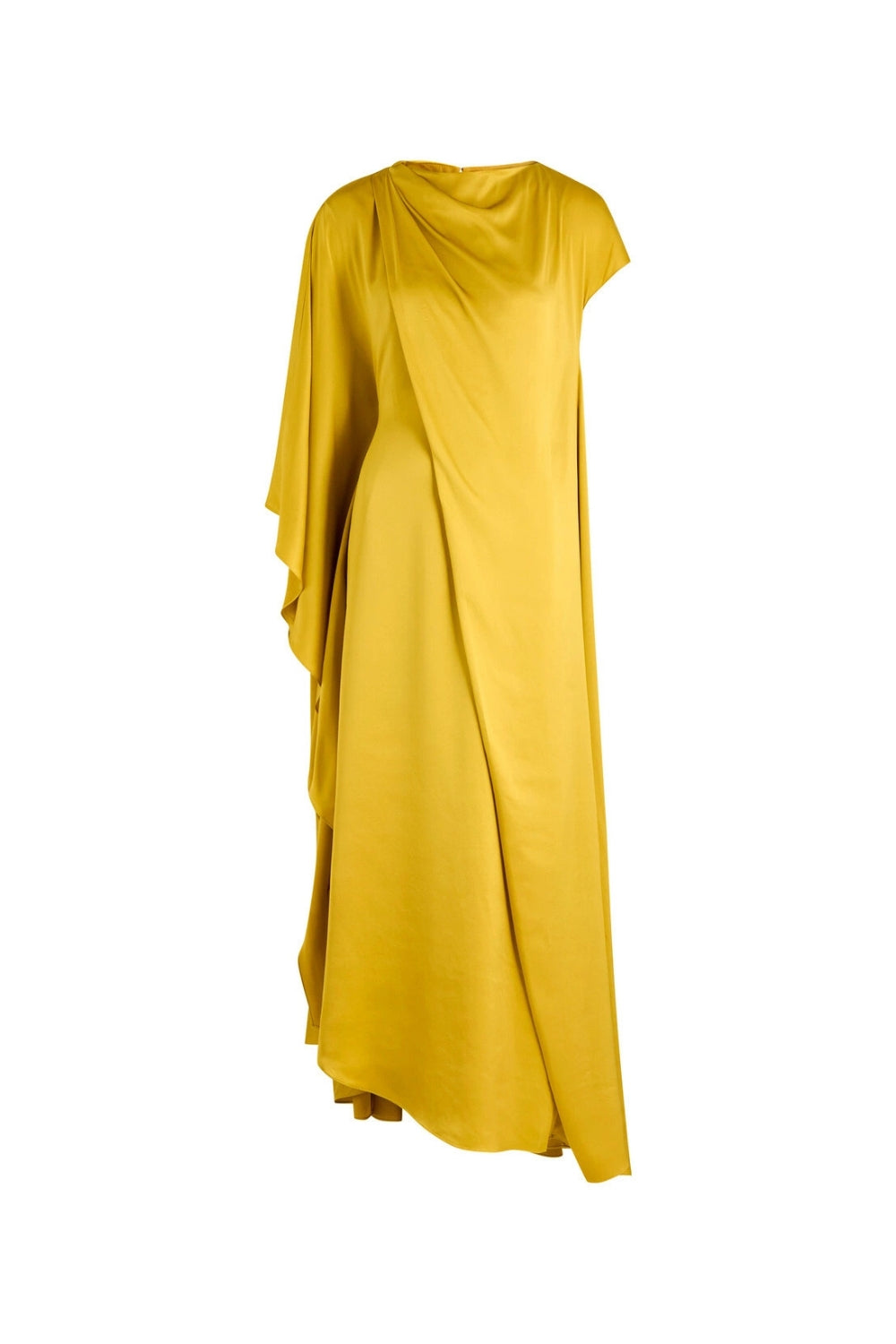 YELLOW SILK DRAPED MAXI DRESS FOR EVENTS