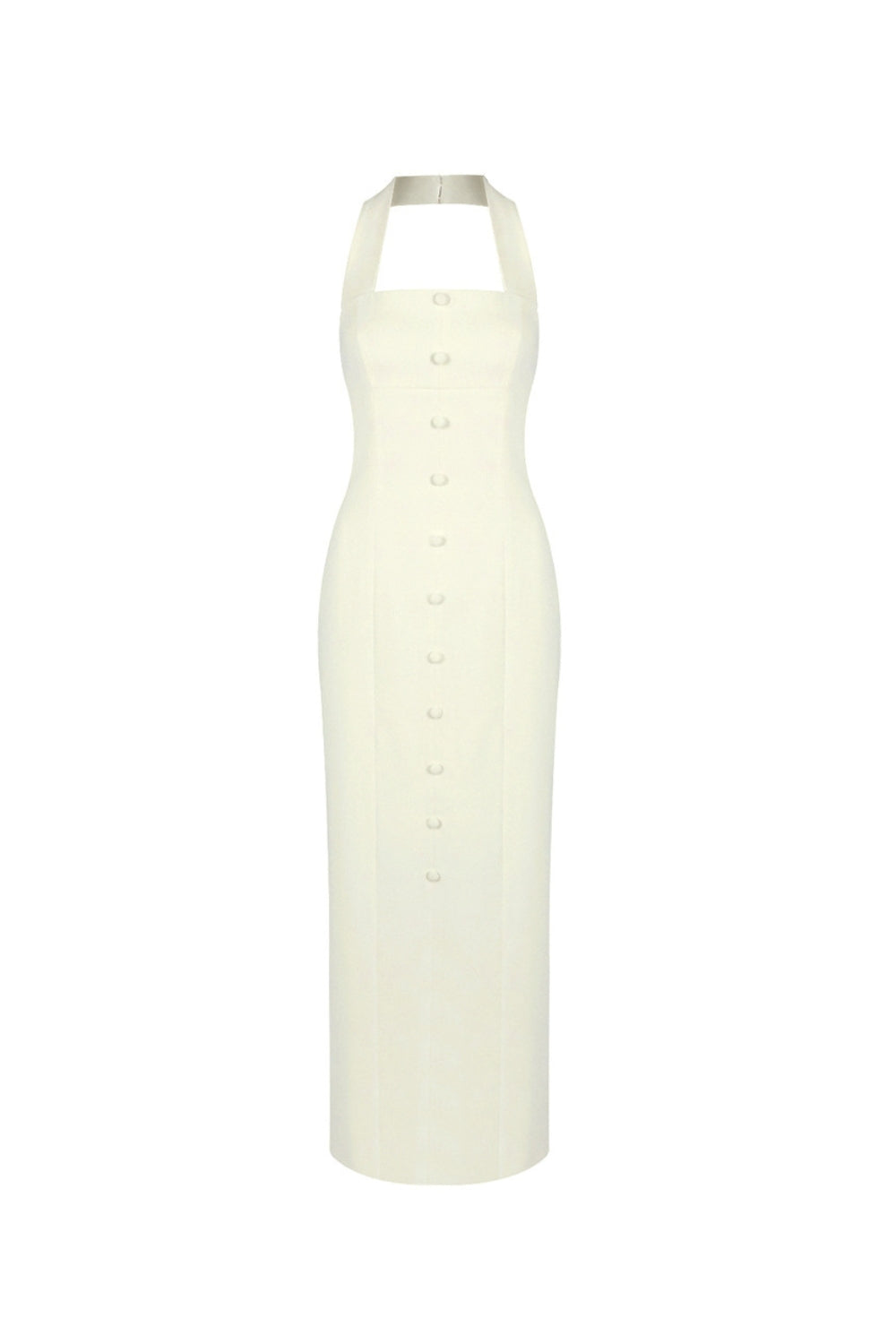 ALMOND WOVEN HALTER MAXI DRESS FOR SUMMER