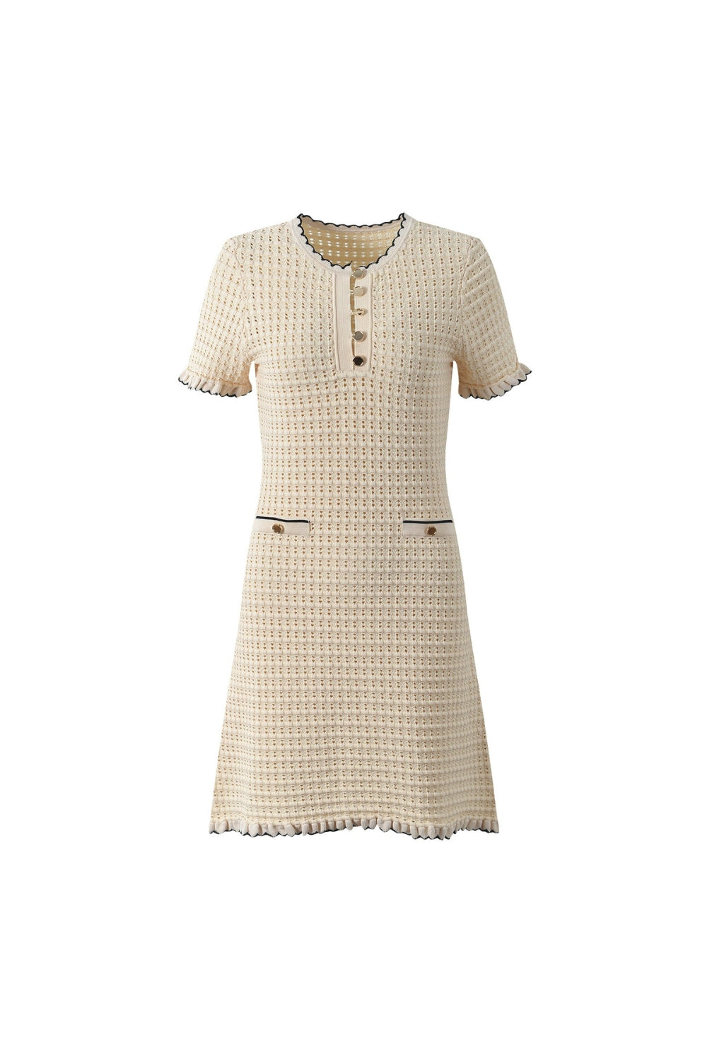 SIMONA HOLLOW KNIT MINI DRESS, APRICOT