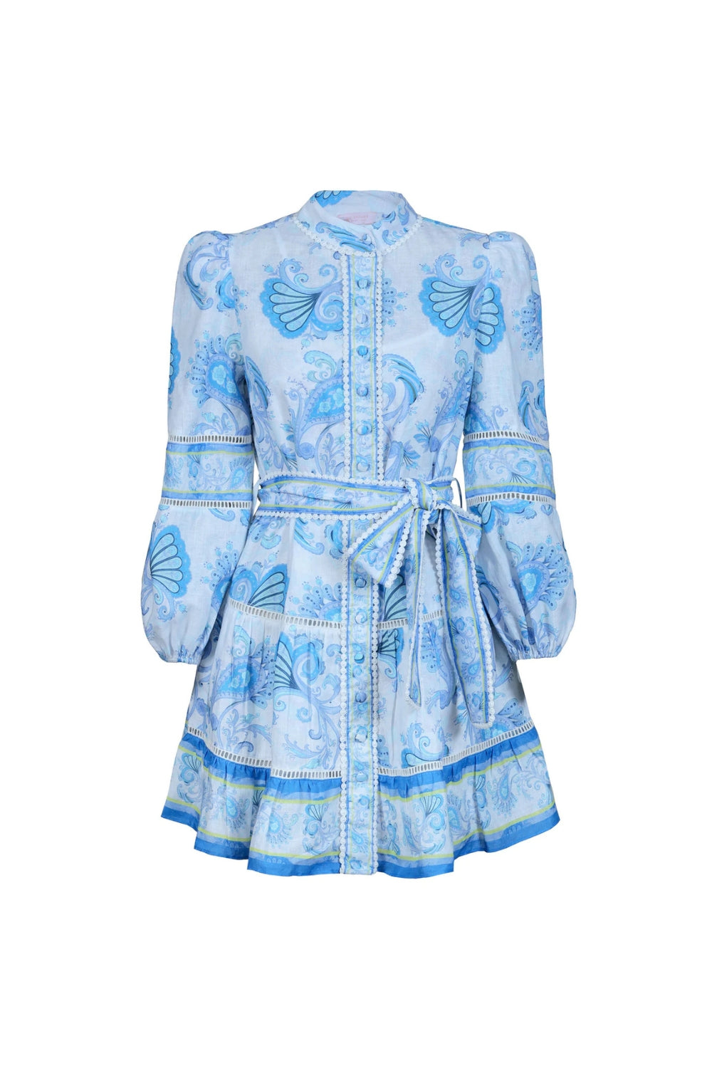 VICKY FLORAL PUFF SLEEVE MINI DRESS BLUE