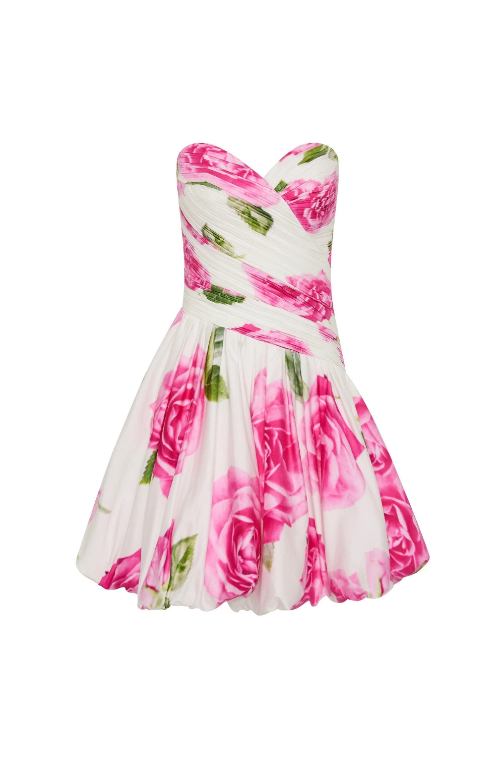 ROSE BUBBLE HEM STRAPLESS MINI DRESS FOR PARTY
