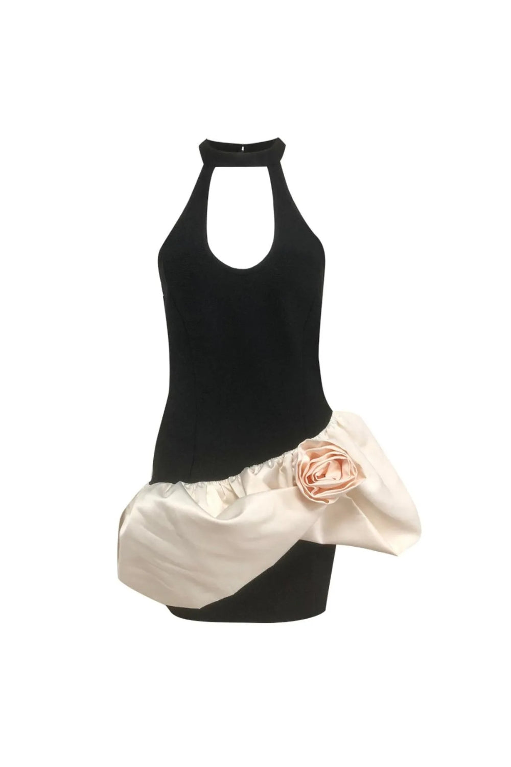 LYUBA 3D FLOWER CONTRAST BANDAGE MINI DRESS