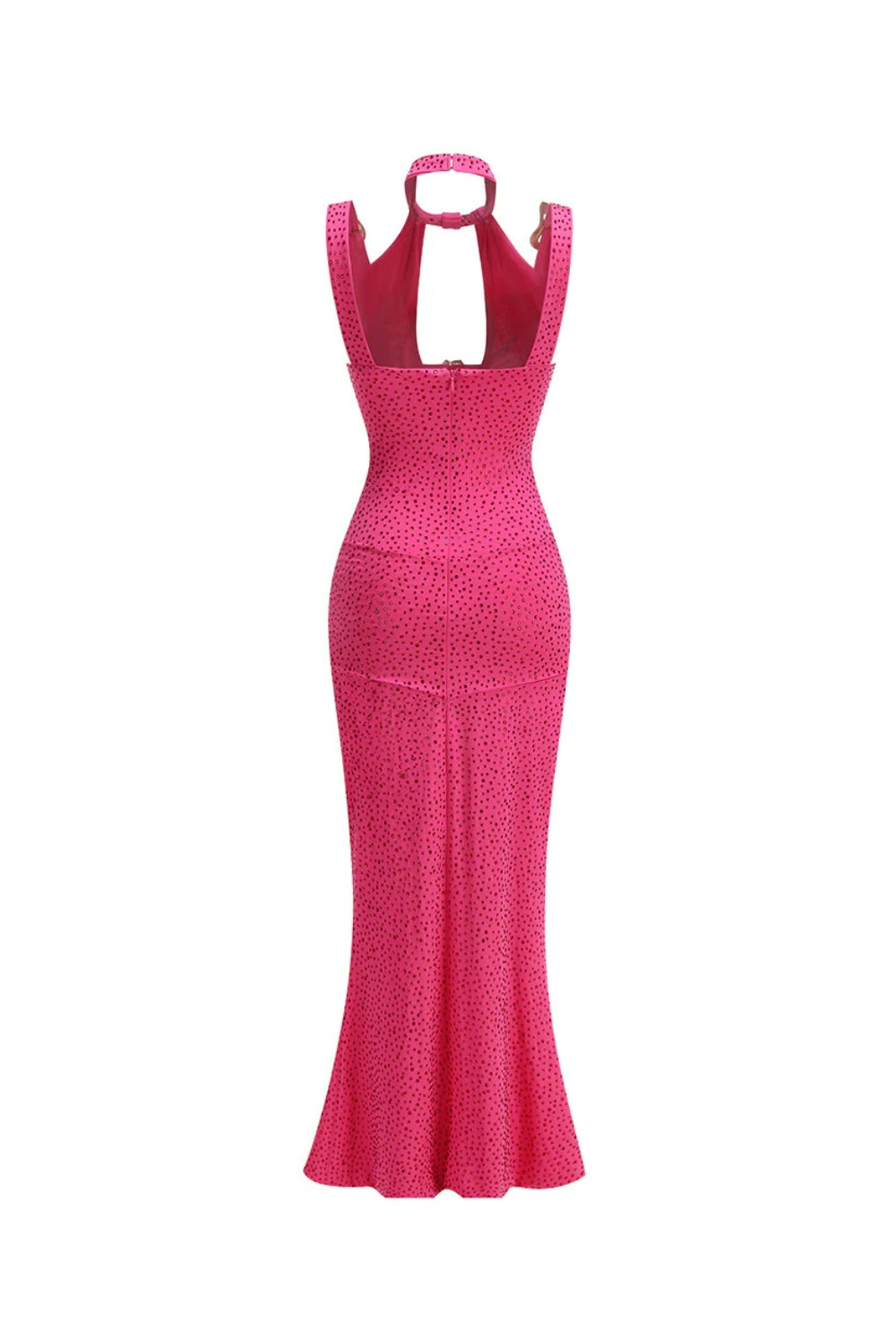 CRYSTAL CUTOUT MAXI DRESS ROSE RED