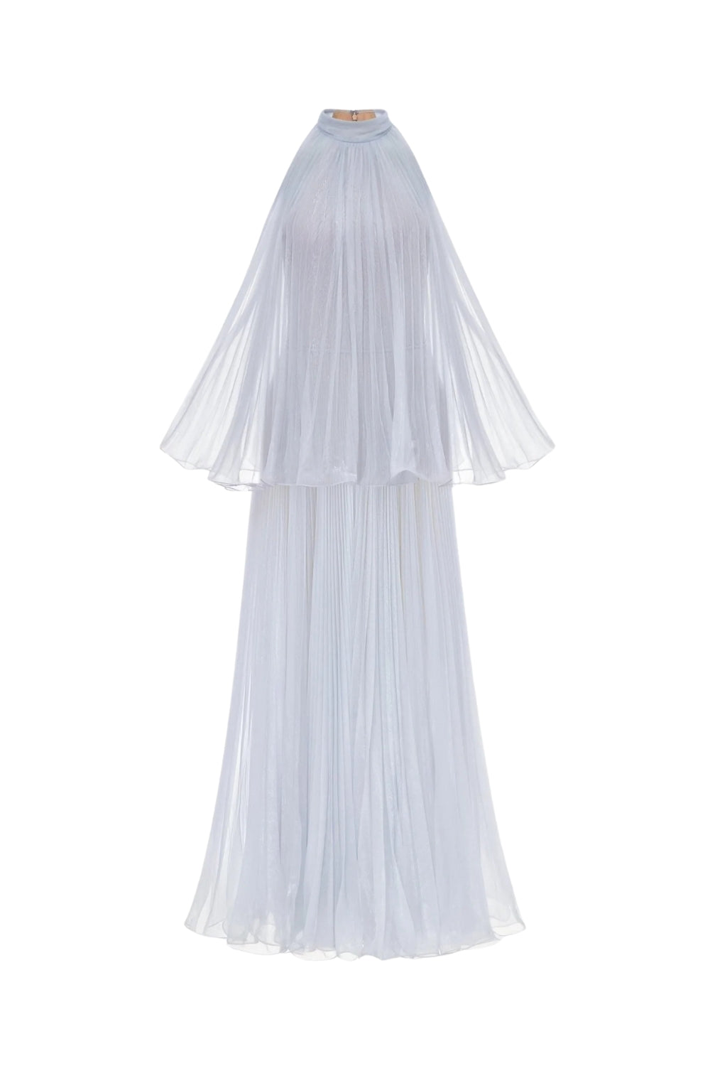 BELINDA VIOLET PLEATED TULLE SLEEVELESS MAXI DRESS