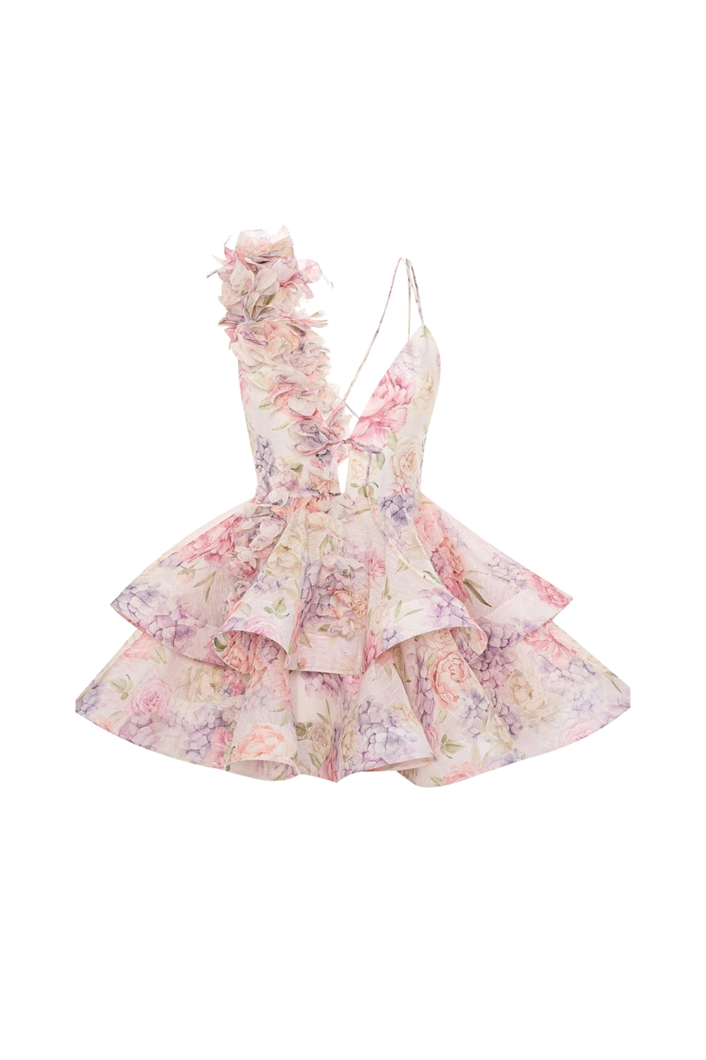 HELEN 3D FLOWER RUFFLE MINI DRESS IN PINK