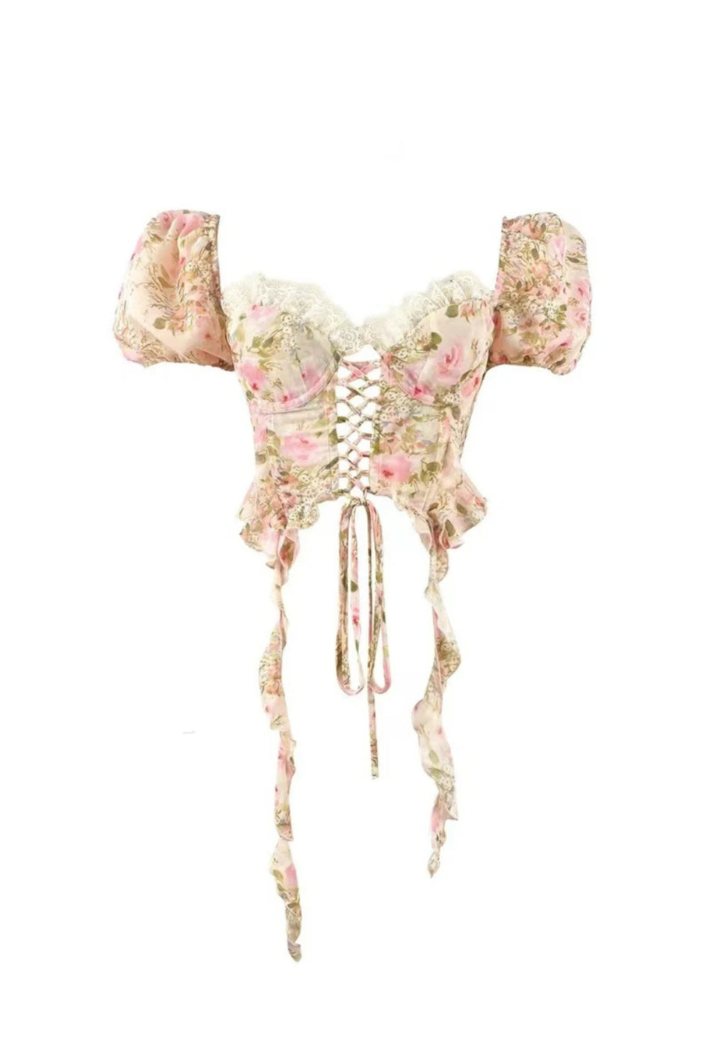 PINK RUFFLE PUFF SLEEVE DRAPE SHIRT FOR PARTIES