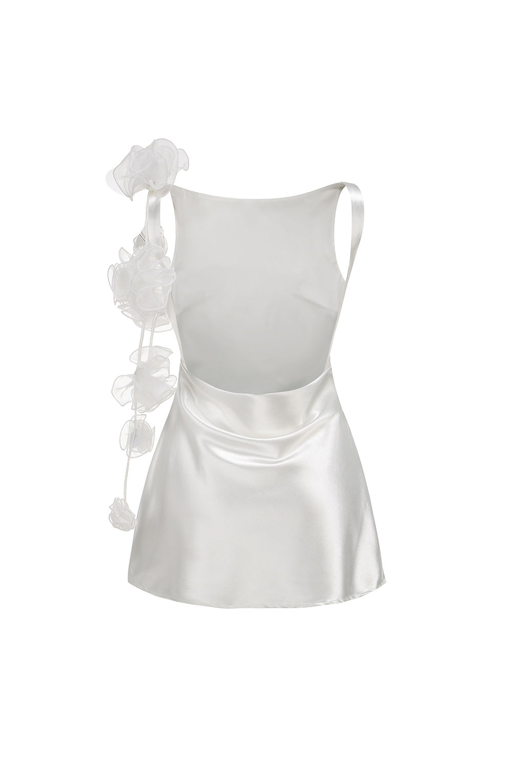 CHERYL 3D FLOWER SLEEVELESS MINI WHITE DRESS